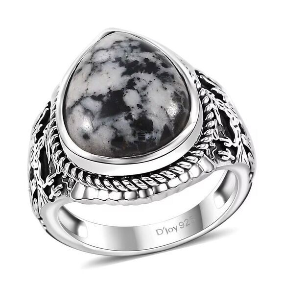 Artisan Crafted White Buffalo 9.10 ctw Solitaire Ring Sterling Silver Size 7 New - Picture 1 of 6